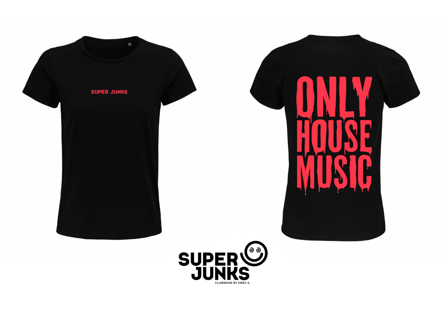 ONLY HOUSE MUSIC NEON RED FLUO WOMAN T-SHIRT