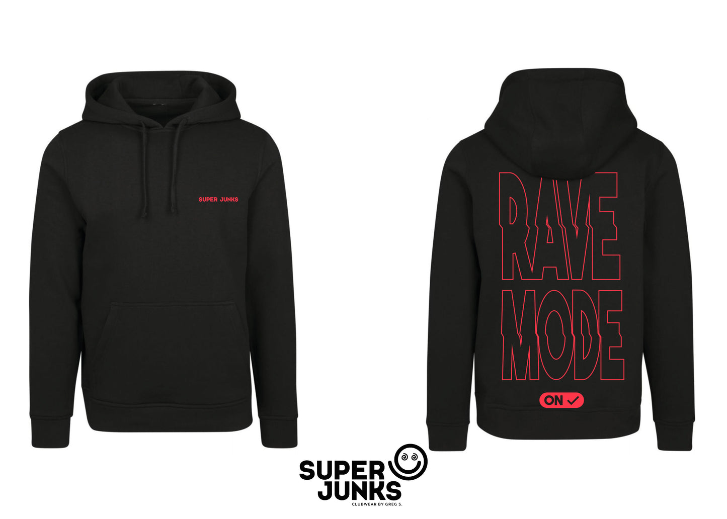 RAVE MODE NEON RED FLUO HOODIE