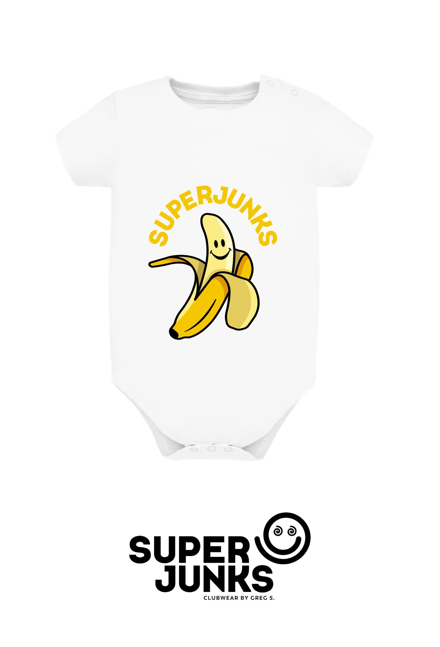SUPER BANANA BABY ONESIE WHITE