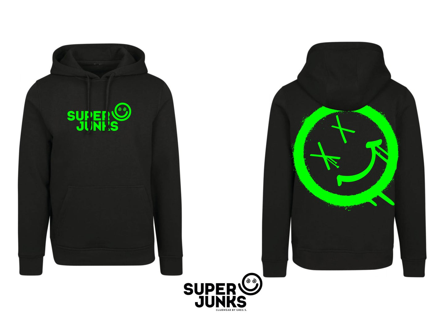 BIG X-SMILEY GREEN FLUO HOODIE
