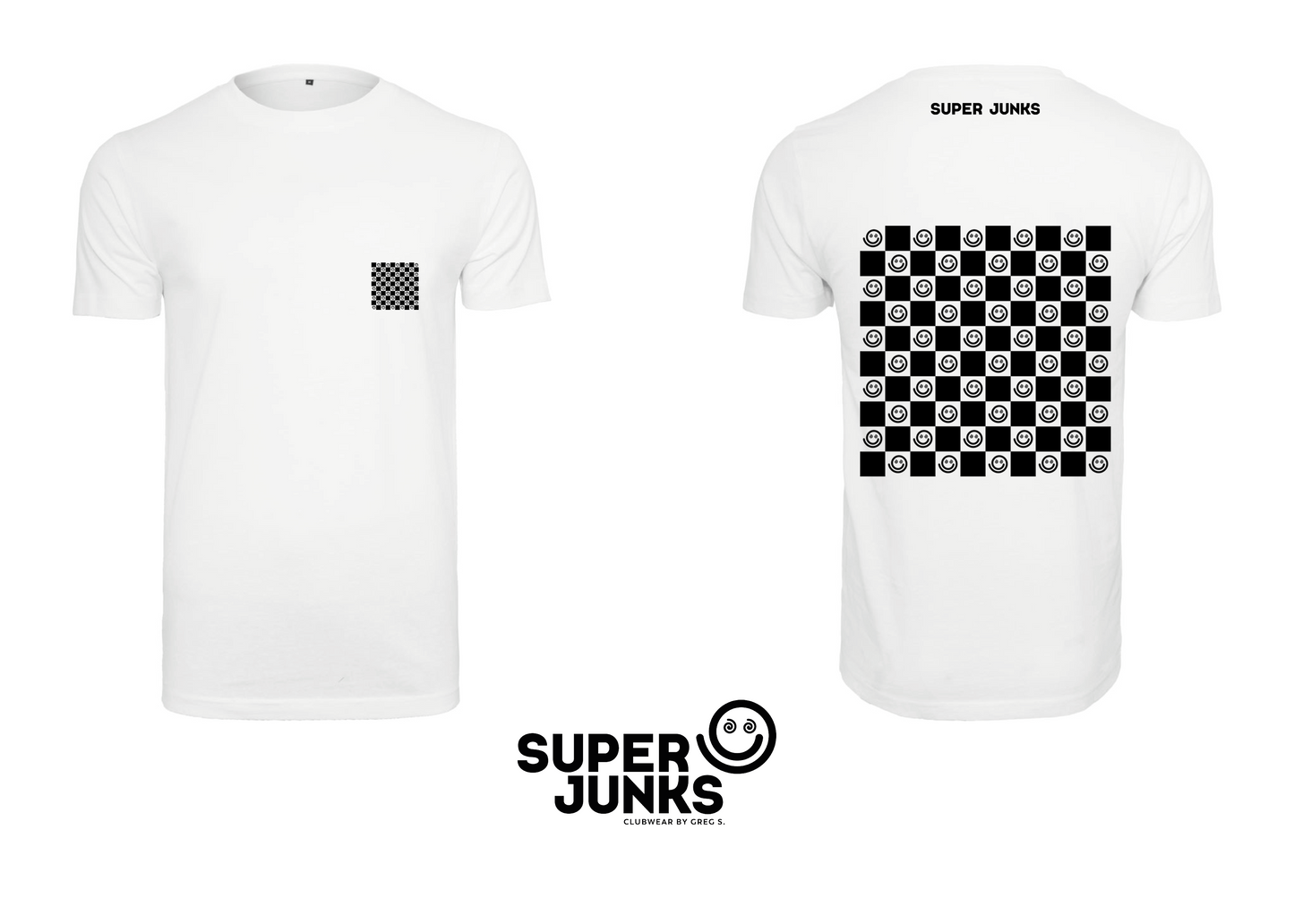 SMILEY BOARD BLACK ON WHITE T-SHIRT
