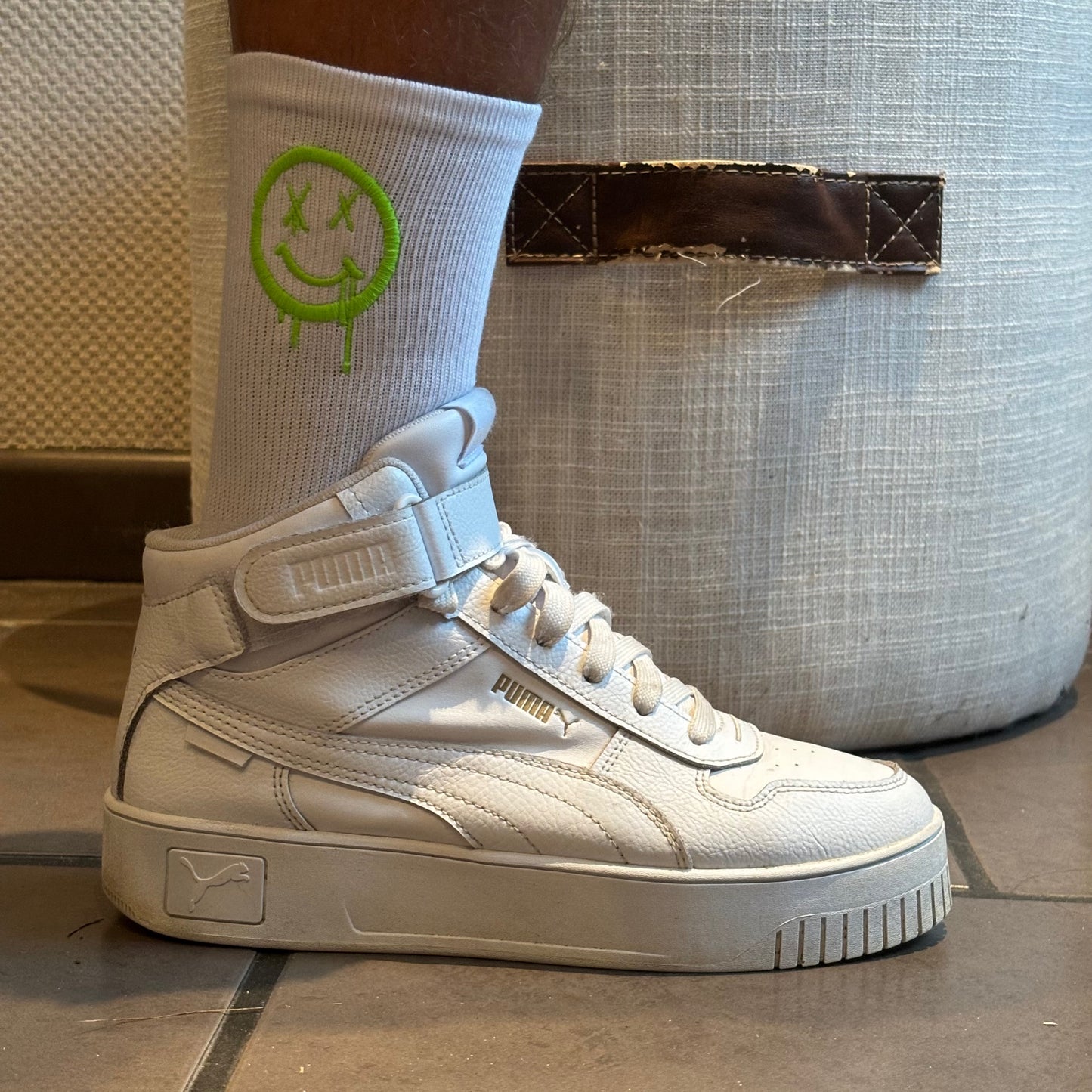 X-SMILEY SOCKS GREEN (white)