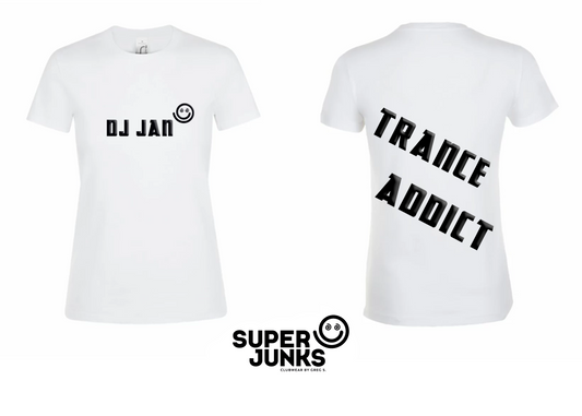 DJ JAN TRANCE ADDICT WHITE WOMAN T-SHIRT