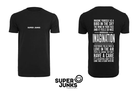 IMAGINATION WHITE ON BLACK T-SHIRT