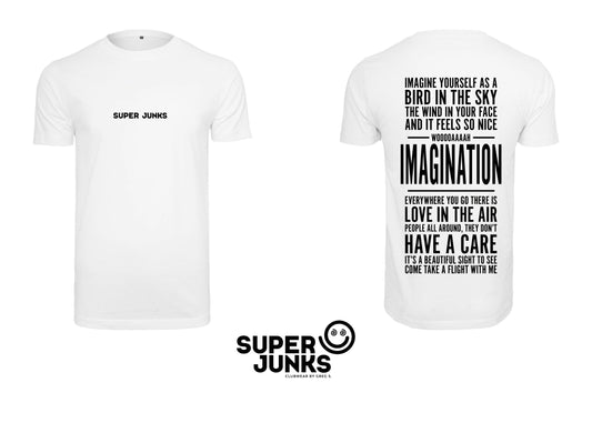 IMAGINATION BLACK ON WHITE T-SHIRT