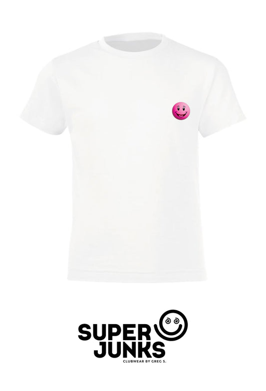 PINK SMALL SMILEY KIDS T-SHIRT WHITE