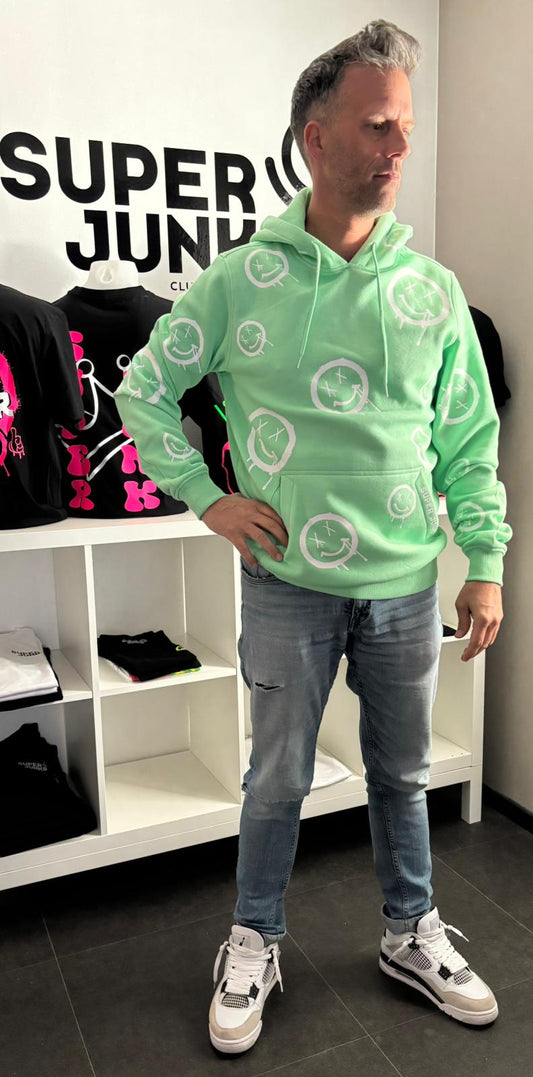 SMILEYS ON GREEN HOODIE