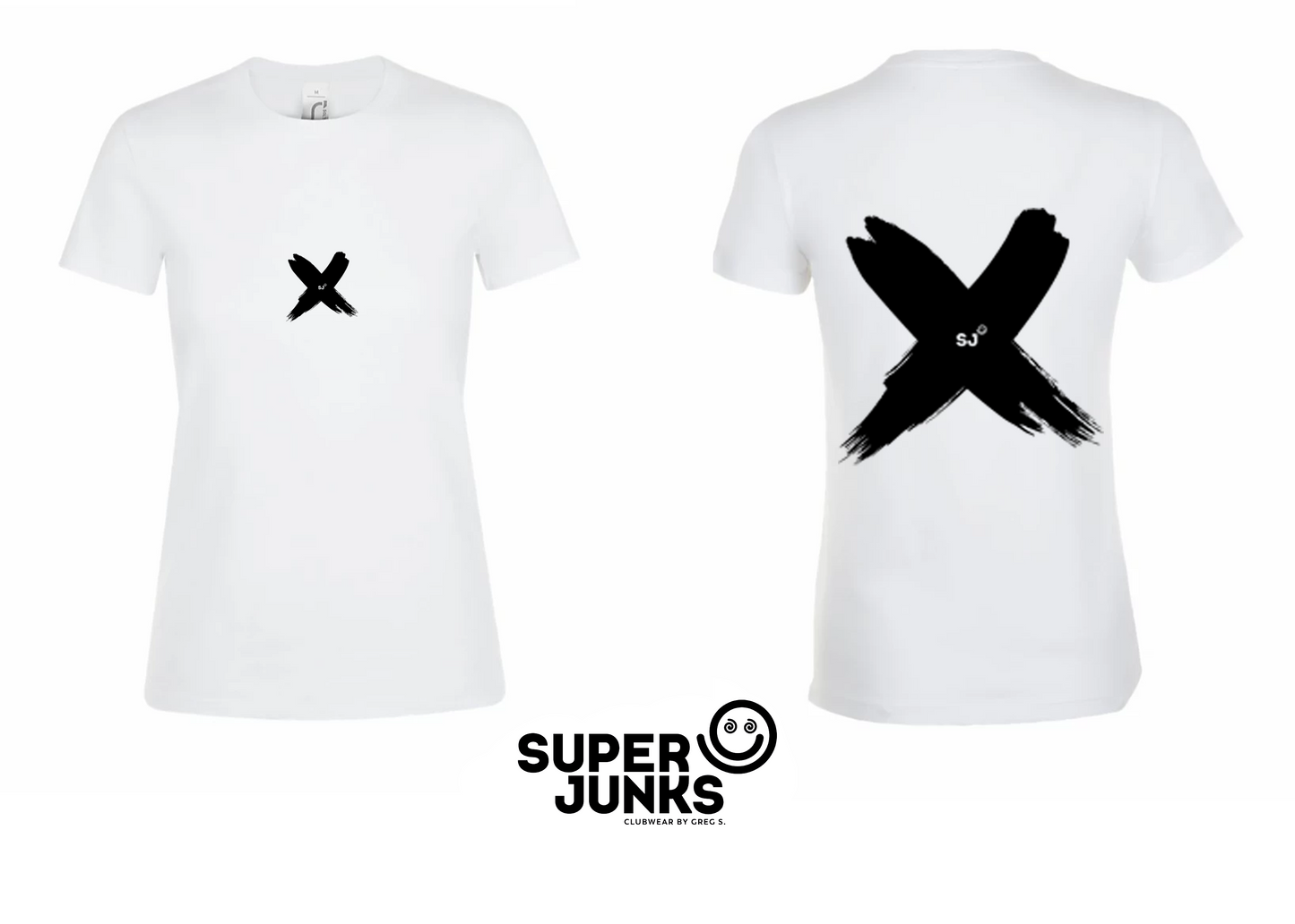 BRUSHED X BLACK ON WHITE WOMAN T-SHIRT