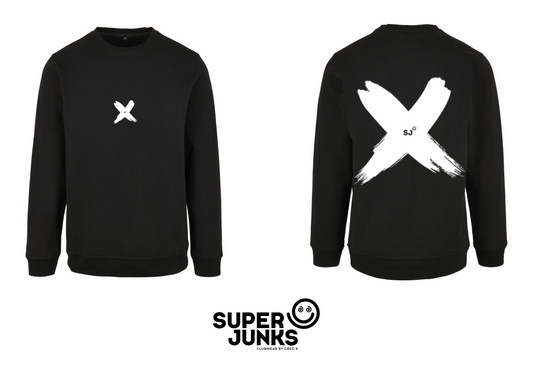 X = X WHITE ON BLACK SWEATER