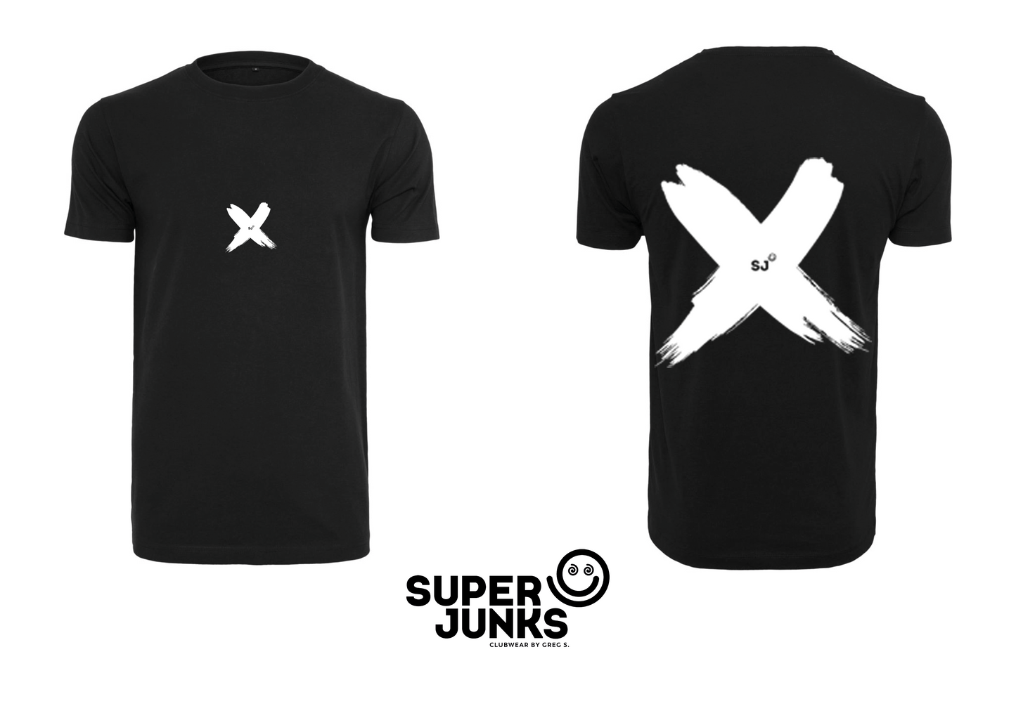 BRUSHED X WHITE ON BLACK T-SHIRT