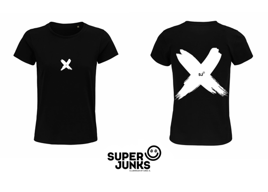 BRUSHED X WHITE ON BLACK WOMAN T-SHIRT