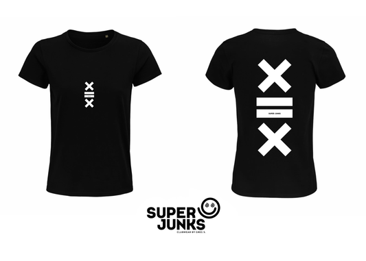 X = X WHITE ON BLACK WOMAN T-SHIRT