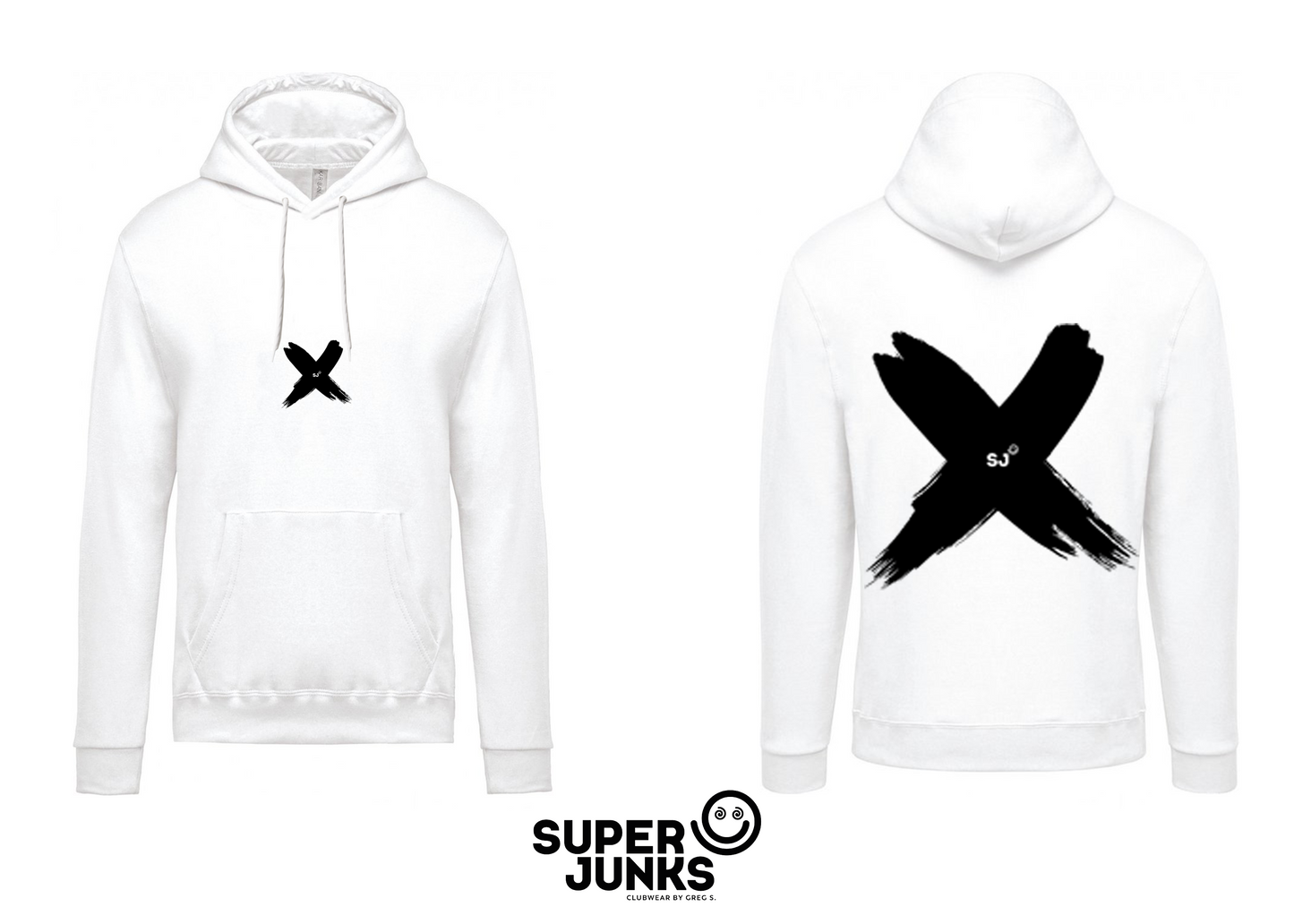 BRUSHED X BLACK ON WHITE HOODIE
