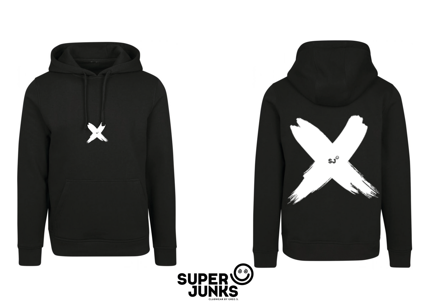 BRUSHED X WHITE ON BLACK HOODIE