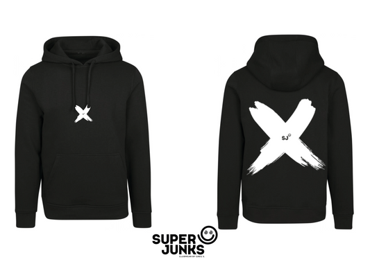 BRUSHED X WHITE ON BLACK HOODIE