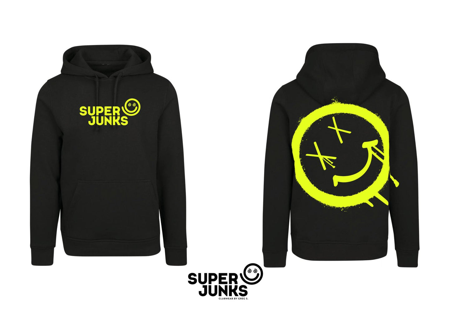 BIG X-SMILEY YELLOW FLUO HOODIE