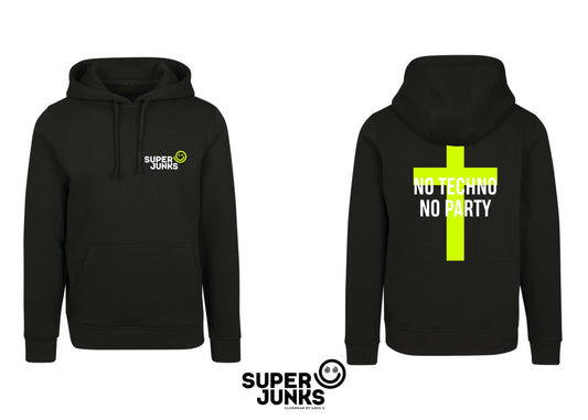 NO TECHNO NO PARTY YELLOW FLUO HOODIE