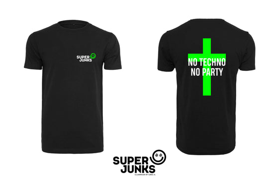 NO TECHNO NO PARTY GREEN FLUO T-SHIRT