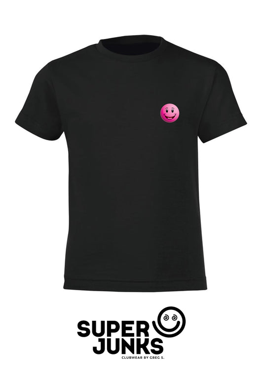 PINK SMALL SMILEY KIDS T-SHIRT BLACK