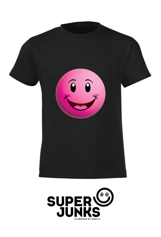 PINK SMILEY KIDS T-SHIRT BLACK