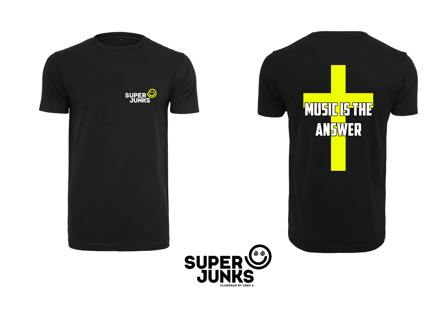 MUSIC IS THE ANSWER YELLOW FLUO T-SHIRT