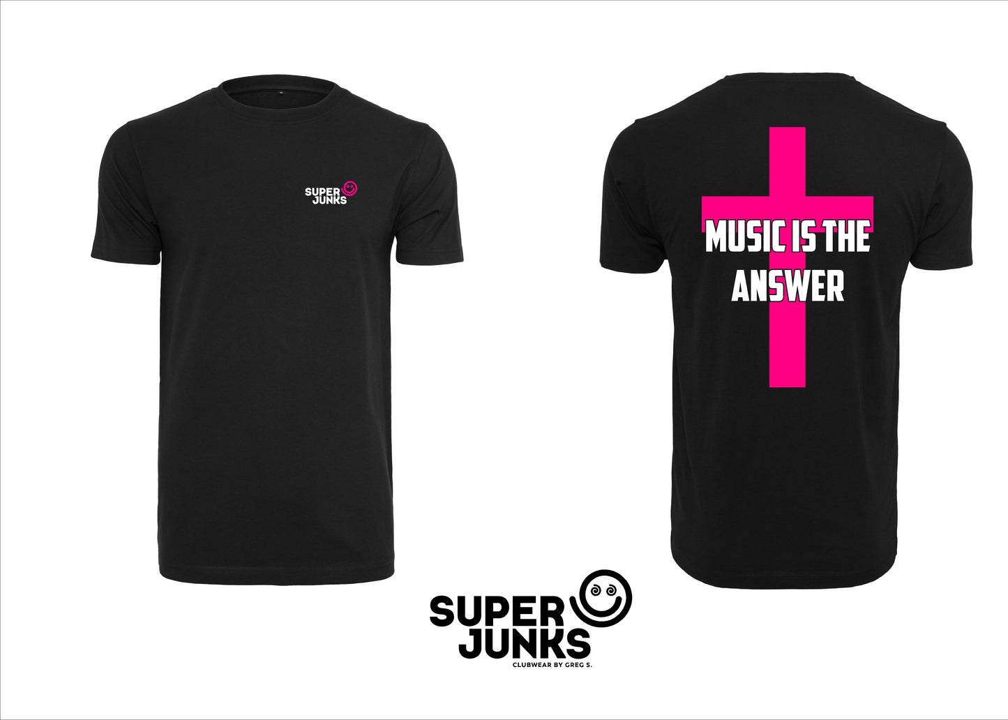 MUSIC IS THE ANSWER PINK FLUO T-SHIRT