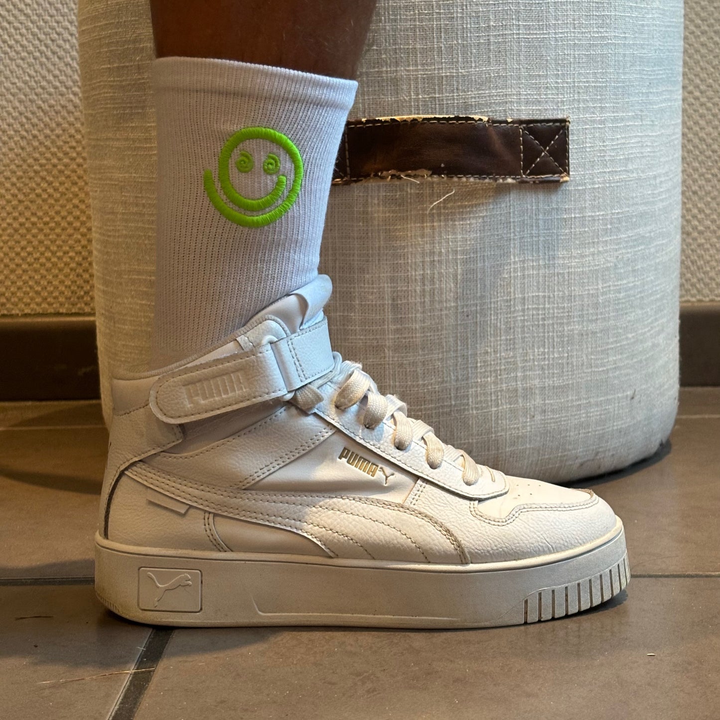 SUPER SMILEY SOCKS GREEN (white)