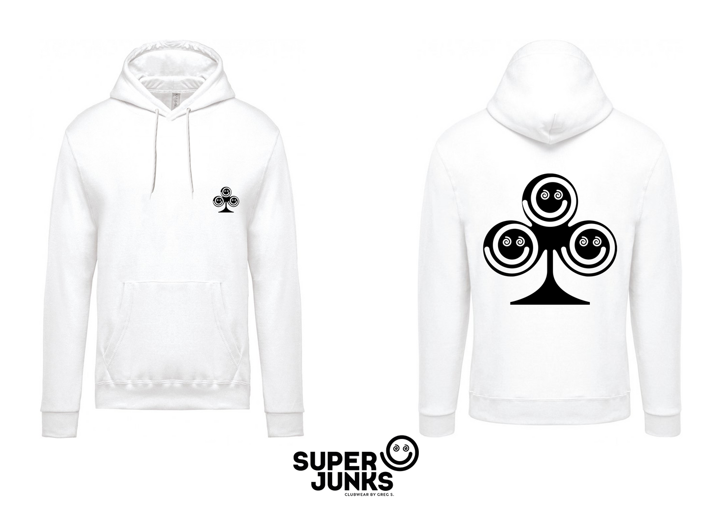 CLOVER BLACK ON WHITE HOODIE