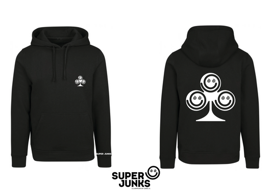 CLOVER WHITE ON BLACK HOODIE