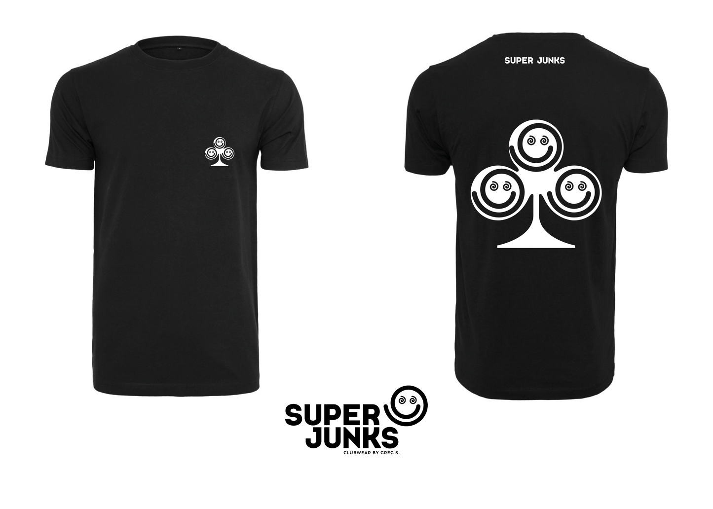 CLOVER WHITE ON BLACK T-SHIRT