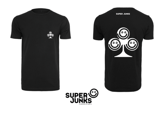 CLOVER WHITE ON BLACK T-SHIRT