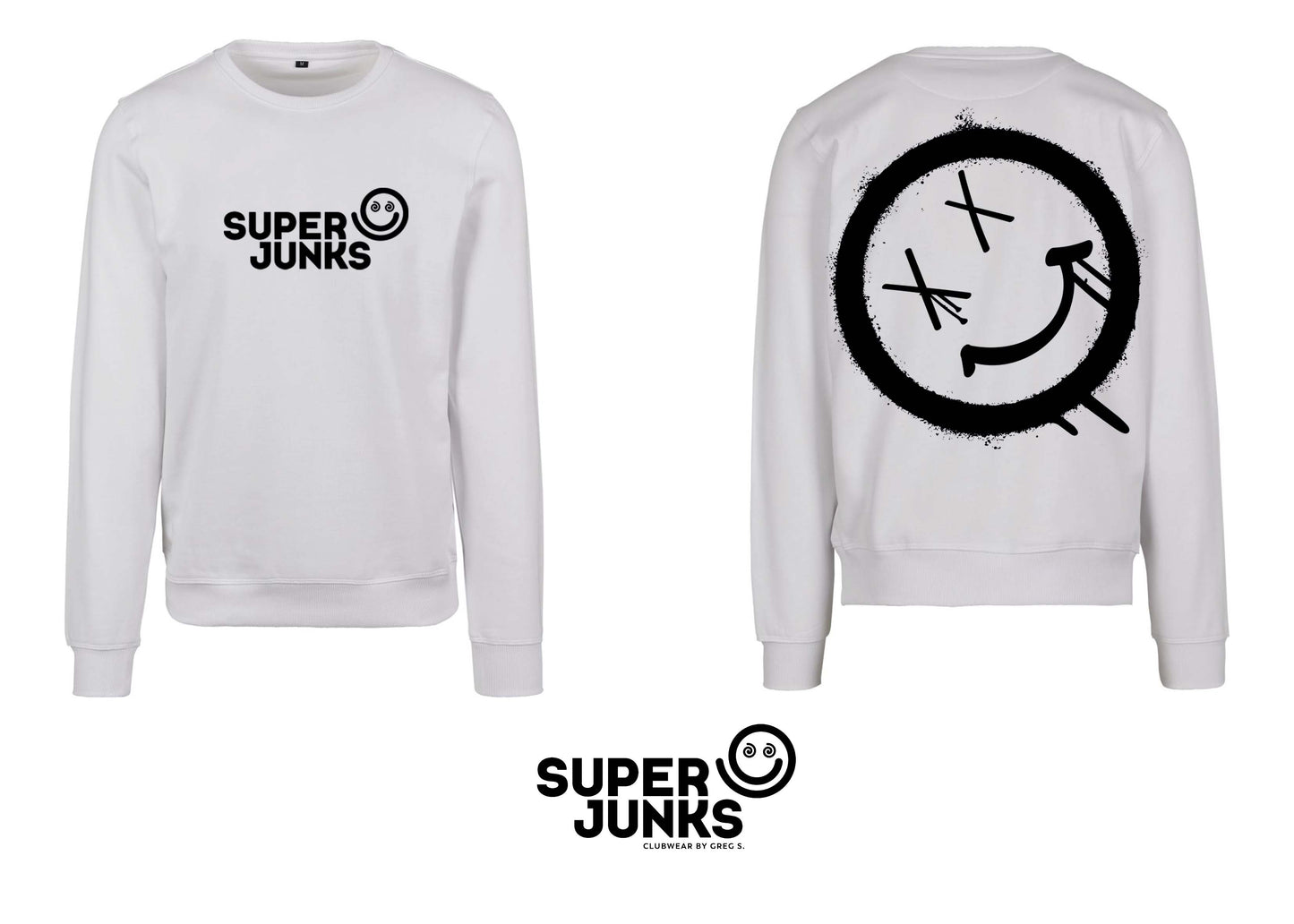 BIG X-SMILEY WHITE/BLACK WHITE SWEATER