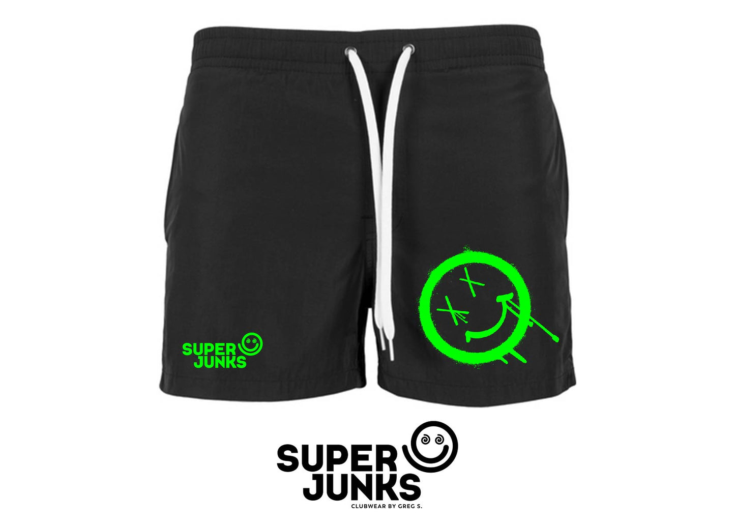 X-SMILEY GREEN FLUO SWIM SHORTS