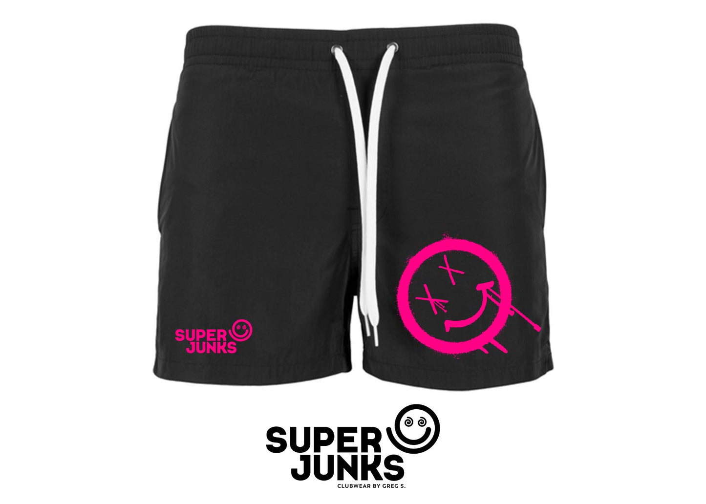 X-SMILEY PINK FLUO SWIM SHORTS