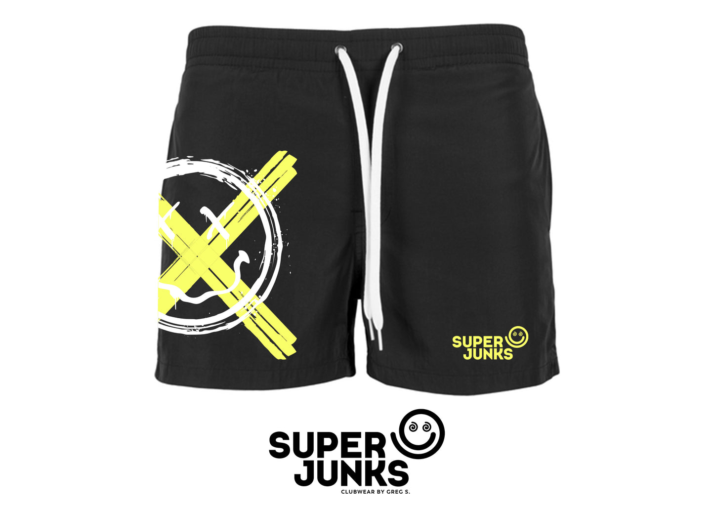 X-CROSS SMILEY YELLOW FLUO SWIM SHORTS