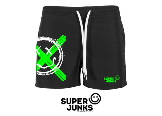 X-CROSS SMILEY GREEN FLUO SWIM SHORTS